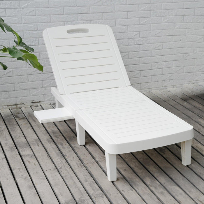 74.4" Outdoor Chaise Lounge Patio Pool Lounge Chairs with 4 Level Adjustable Backrest, White