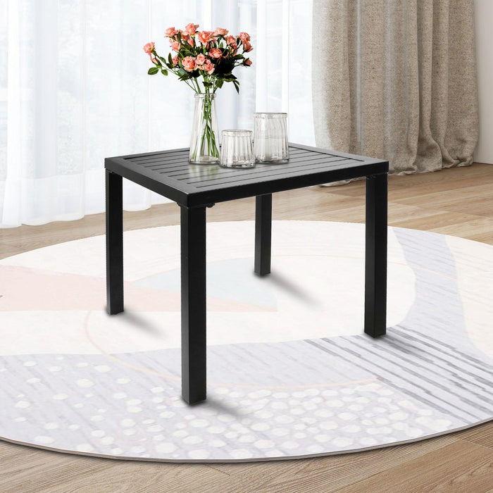 Small Square End Table Patio Coffee Bistro Table Outdoor Side Table with Adjustable Feet, Black