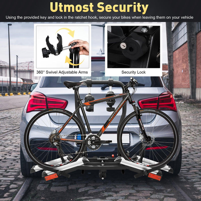 Hitch Bike Rack for 2 Bikes with Adjustable Arms Foldable Platform Style Bicycle Car Racks