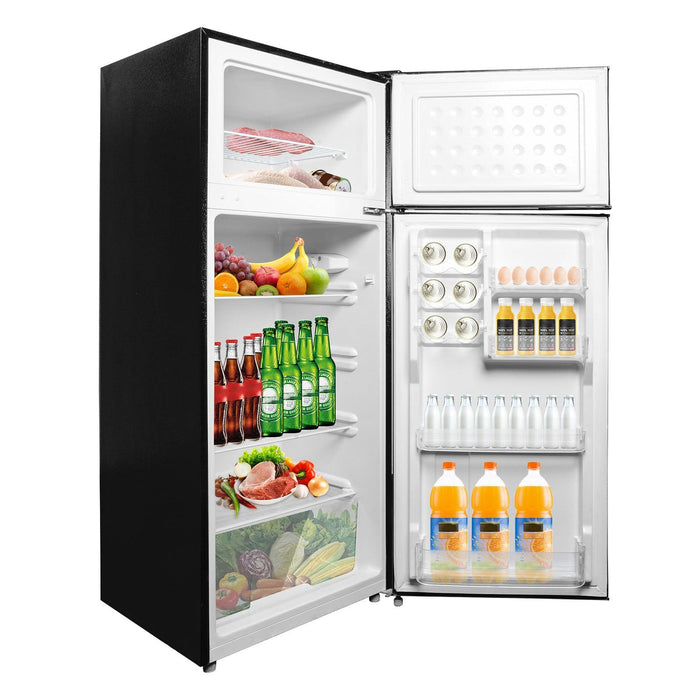 7.7 Cu.ft. 2-Door Refrigerator with Freezer Fridge with Adjustable Thermostat Control, Black