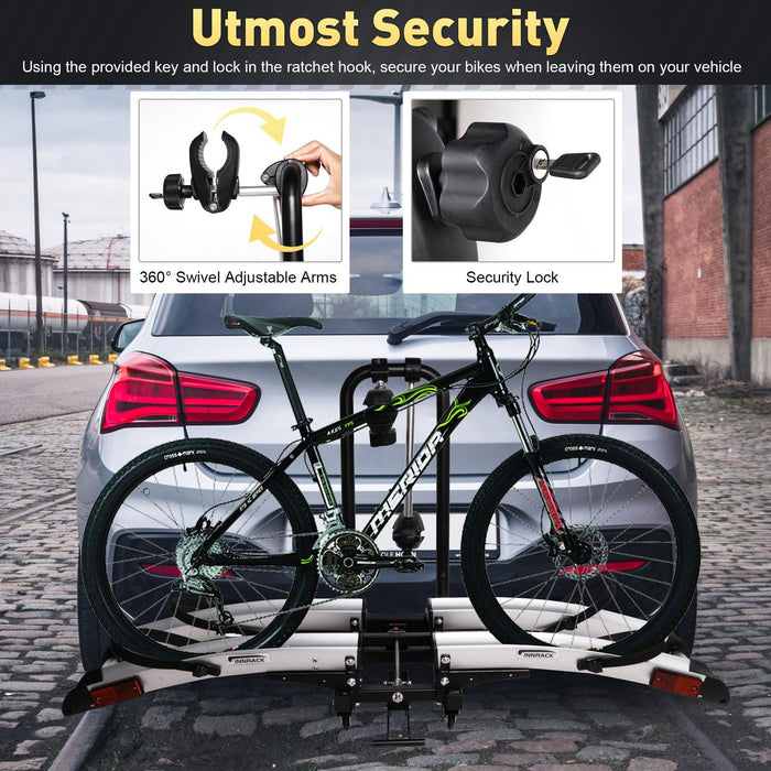 Hitch Bike Rack for 2 Bikes with Wheels Foldable Platform Style Bicycle Car Racks