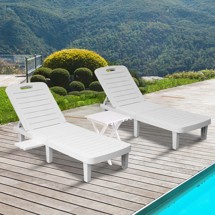 74.4" Outdoor Chaise Lounge Patio Pool Lounge Chairs with 4 Level Adjustable Backrest, White