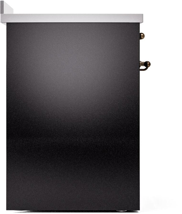 ILVE Nostalgie II 30" Induction Range with Element Stove and Electric Oven in Black with Bronze Trim, UPI304NMPBKB