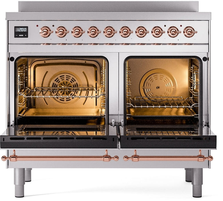 ILVE Nostalgie II 40" Induction Range with Element Stove and Electric Oven in Stainless Steel with Copper Trim, UPDI406NMPSSP