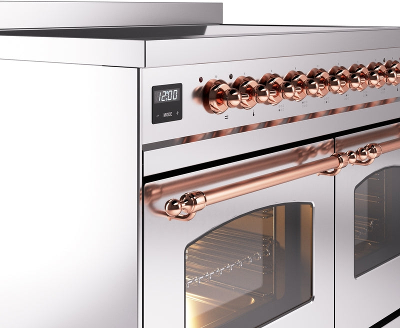 ILVE Nostalgie II 40" Induction Range with Element Stove and Electric Oven in Stainless Steel with Copper Trim, UPDI406NMPSSP