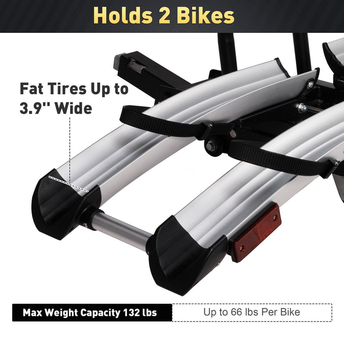 Hitch Bike Rack for 2 Bikes with Wheels Foldable Platform Style Bicycle Car Racks