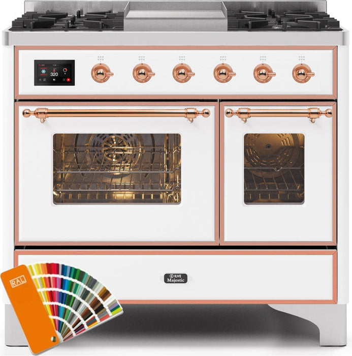 ILVE Majestic II 40" Dual Fuel Propane Gas Range in RAL Custom Color with Copper Trim, UMD10FDNS3RAPLP