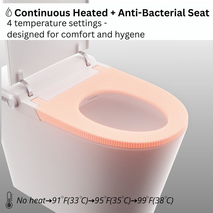 FORNO ACQUA Luxurious Smart Toilet. Includes Heated Seat, Auto Flush, Auto Lid, Powerful Flush, Ideal for Powder Rooms.