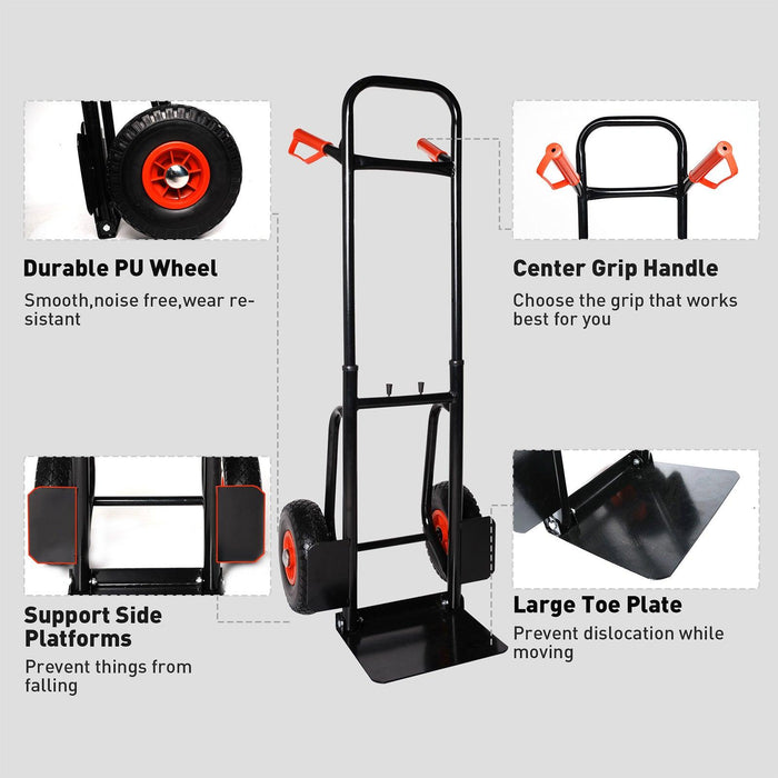 Hand Truck with Telescope Handle Dolly Cart Trolley Cart for Moving, 440lbs Capacity