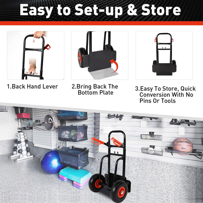 Hand Truck with Telescope Handle Dolly Cart Trolley Cart for Moving, 440lbs Capacity