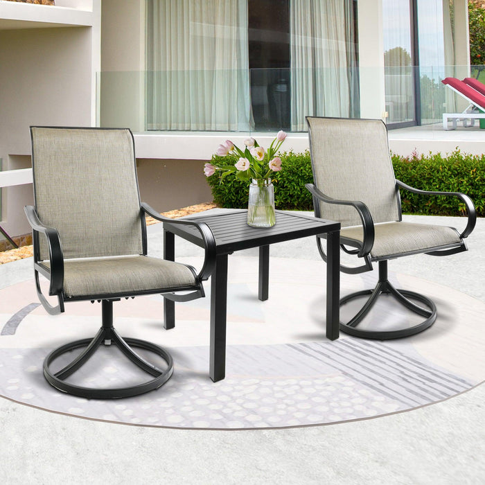 Small Square End Table Patio Coffee Bistro Table Outdoor Side Table with Adjustable Feet, Black