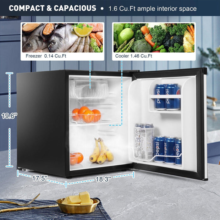 1.6 Cu.ft. Mini Fridge with Freezer Compact Refrigerator with Adjustable Thermostat Control