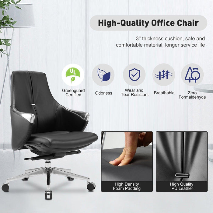 Executive Ergonomic Leather Office Chairs with Tilt and Height Adjustable, Black