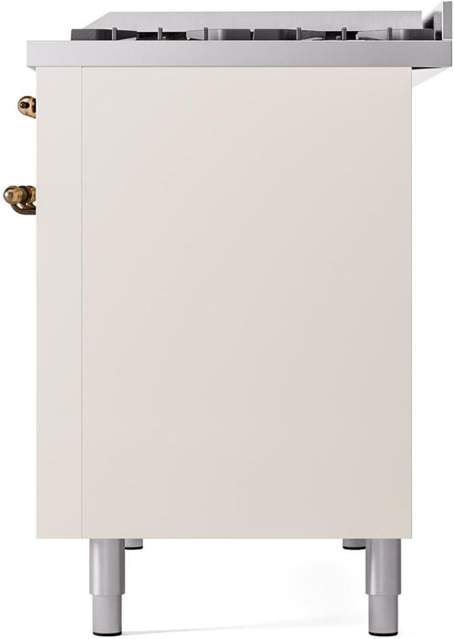 ILVE Nostalgie II 48" Dual Fuel Natural Gas Range in Antique White with Bronze Trim, UP48FNMPAWB