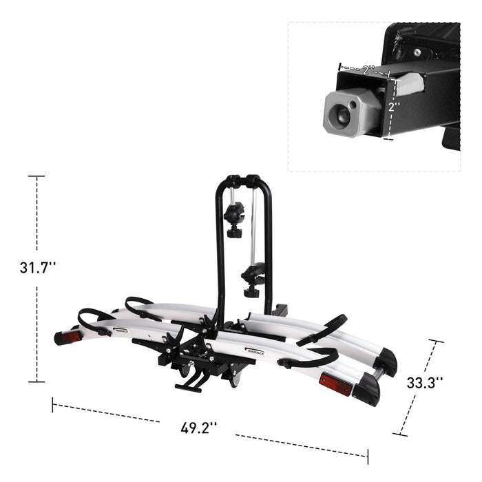 Hitch Bike Rack for 2 Bikes with Wheels Foldable Platform Style Bicycle Car Racks