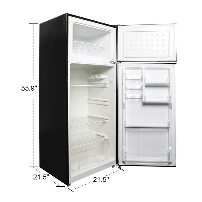 7.7 Cu.ft. 2-Door Refrigerator with Freezer Fridge with Adjustable Thermostat Control, Black