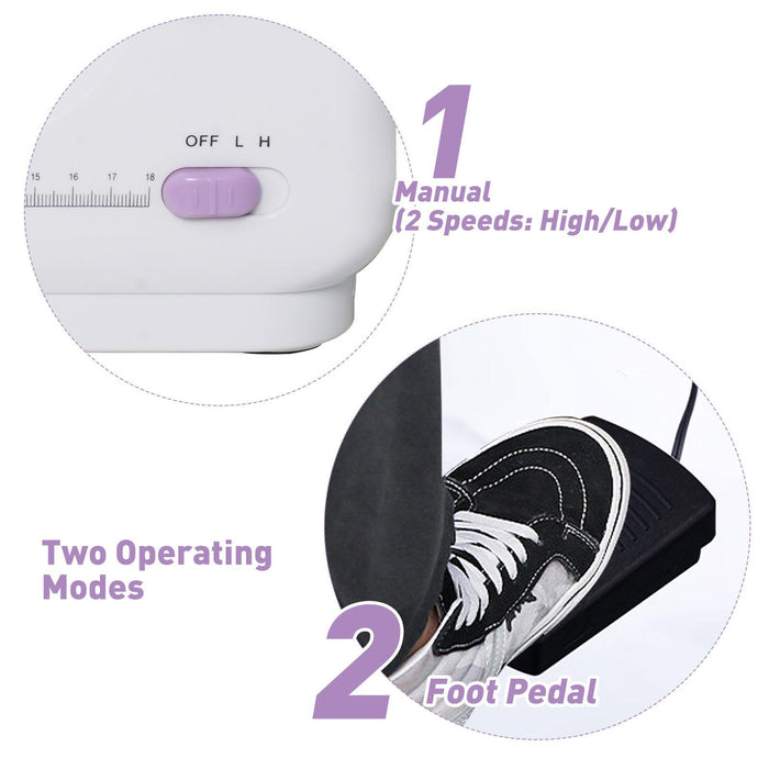 Portable Mini Sewing Machine for Beginners with Foot Pedal 12 Built-In Stitches Double Thread, Purple