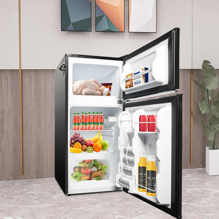 3.2 Cu.ft. 2-Door Fridge with Freezer Compact Refrigerator with Glass Shelves