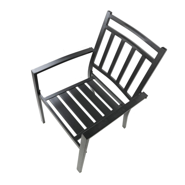 Set of 2 Outdoor Patio Dining Chairs with Armrest Garden Stackable Metal Chairs, Black