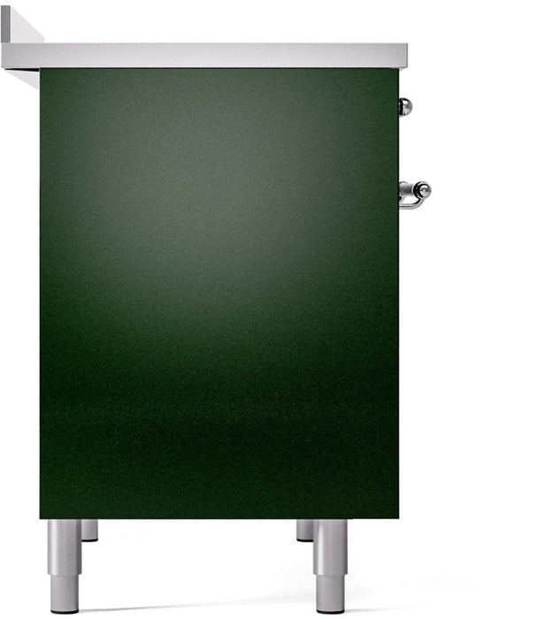 ILVE Nostalgie II 40" Induction Range with Element Stove and Electric Oven in Emerald Green with Chrome Trim, UPDI406NMPEGC