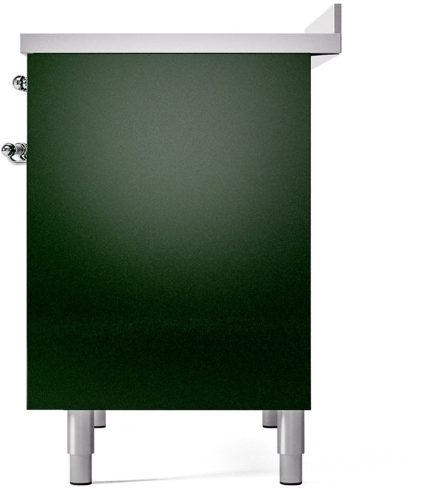 ILVE Nostalgie II 40" Induction Range with Element Stove and Electric Oven in Emerald Green with Chrome Trim, UPDI406NMPEGC