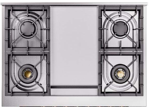 ILVE Nostalgie II 36" Dual Fuel Propane Gas Range in Stainless Steel with Bronze Trim, UP36FNMPSSBLP