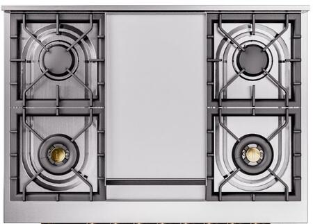 ILVE Nostalgie II 36" Dual Fuel Natural Gas Range in Glossy Black with Bronze Trim, UP36FNMPBKB