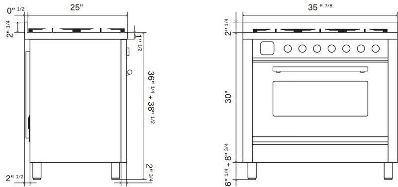 ILVE Nostalgie II 36" Dual Fuel Natural Gas Range in Burgundy with Chrome Trim, UP36FNMPBUC