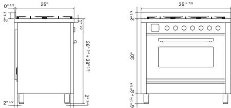 ILVE Nostalgie II 36" Dual Fuel Propane Gas Range in Glossy Black with Bronze Trim, UP36FNMPBKBLP