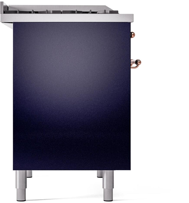 ILVE Nostalgie II 40" Dual Fuel Natural Gas Range in Blue with Copper Trim, UPD40FNMPMBP