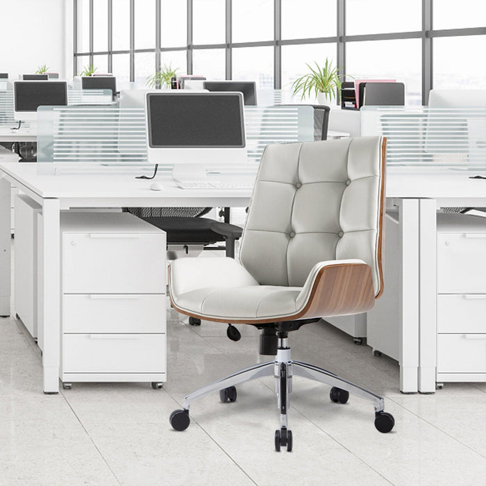 Executive Ergonomic Office Leather Chairs with Tilt and Height Adjustable, Light Gray