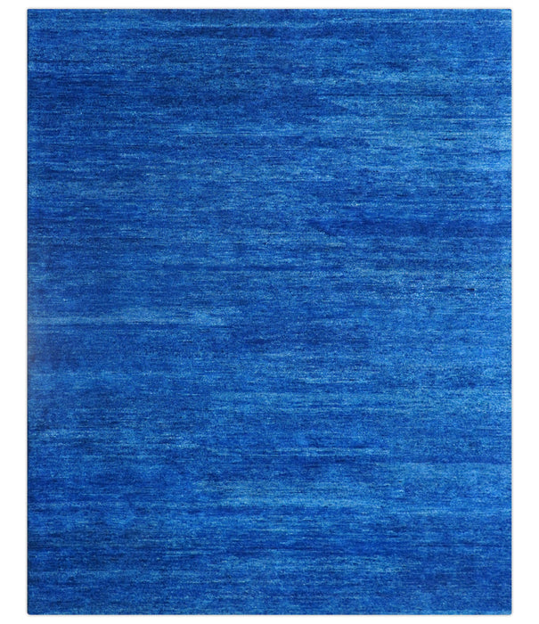 Custom Made Solid Modern Blue Hand Tufted thick Wool Area Rug