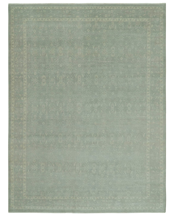 Custom Made Silver Traditional Silver Hand Knotted Wool Rug