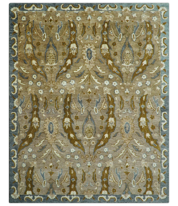 Custom Made Traditional Oushak Brown Hand Tufted Wool Area Rug