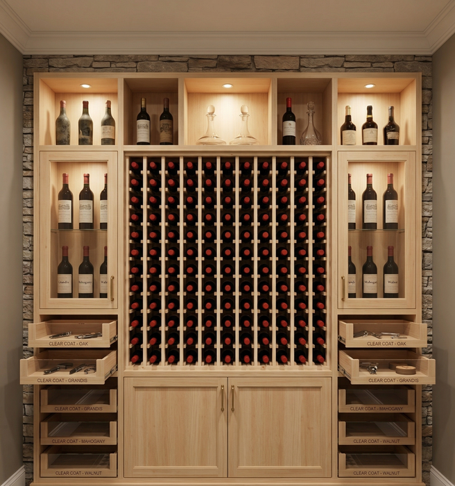 Pine Upper Wine Rack Cabinet | 10 Column