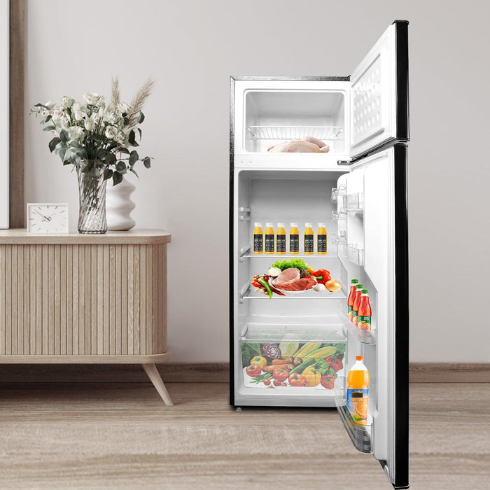 7.7 Cu.ft. 2-Door Refrigerator with Freezer Fridge with Adjustable Thermostat Control, Black