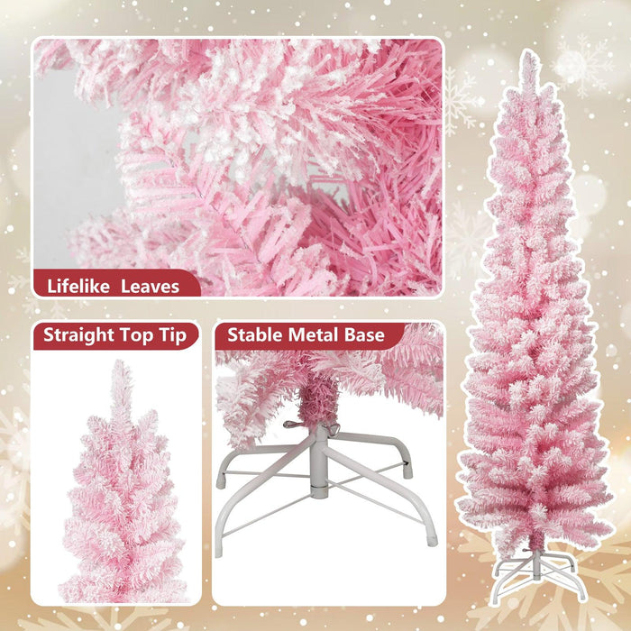 6.9ft Pink Artificial Christmas Tree Xmas Tree with 450 Branch Tips Metal Stand