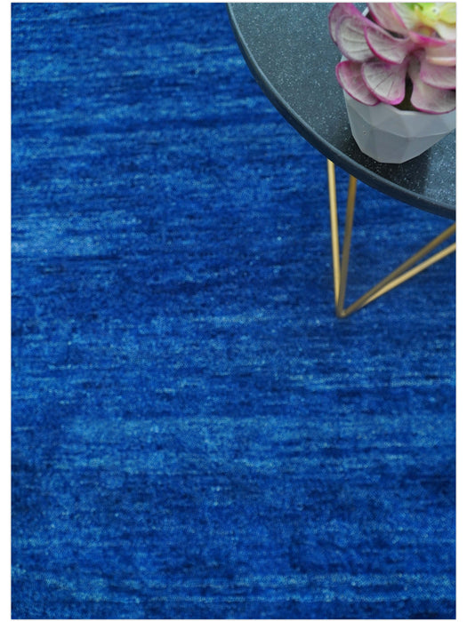 Custom Made Solid Modern Blue Hand Tufted thick Wool Area Rug