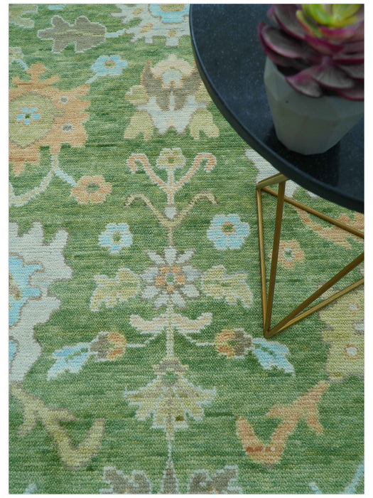 Custom Made Antique Green Traditional Oushak Design Hand Knotted Wool Area Rug