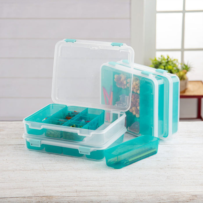 Sterilite Divided Case Stackable Plastic Small Storage Lidded Container, 18 Pack