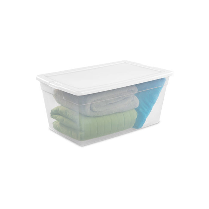 Sterilite 90 Quart Storage Box Container with Clear Base & White Lid, (8 Pack)