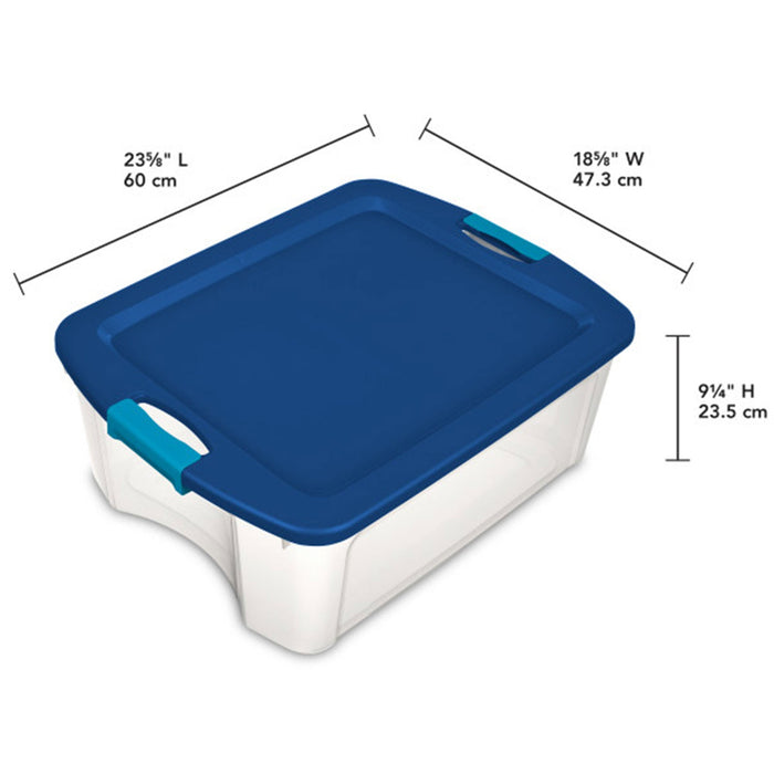 Sterilite 12 Gal Latch and Carry Stackable Storage Bin with Latching Lid, 6 Pack