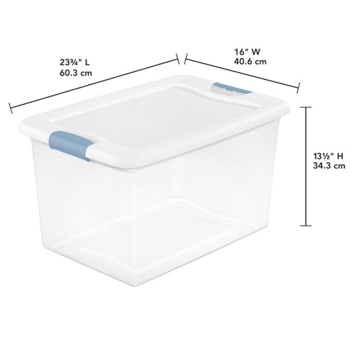 Sterilite 64 Qt Clear Plastic Stackable Storage Bin w/ White Latch Lid, 18 Pack