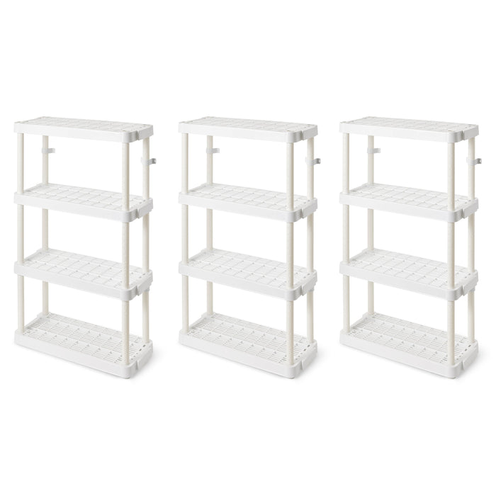 Gracious Living 4 Shelf Adjustable Height Medium Duty Storage, White (3 Pack)