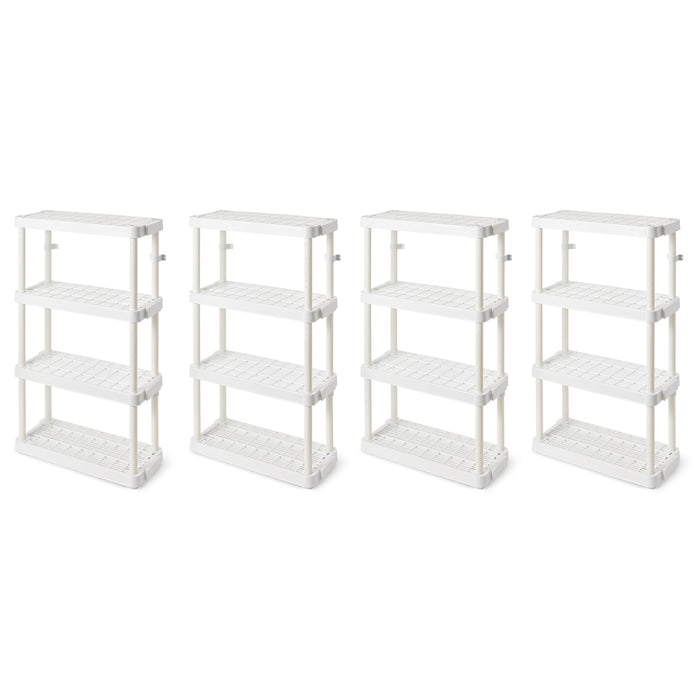 Gracious Living 4 Shelf Adjustable Height Medium Duty Storage, White (4 Pack)