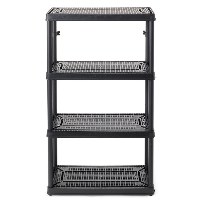 Gracious Living 4 Shelf Fixed Height Medium Duty Storage Rack, 2 Pack, Black