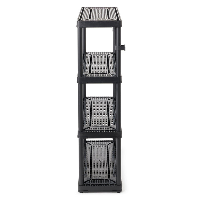 Gracious Living 4 Shelf Fixed Height Medium Duty Storage Rack, 2 Pack, Black