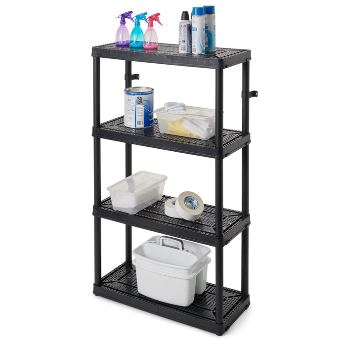 Gracious Living 4 Shelf Fixed Height Medium Duty Storage Rack, 2 Pack, Black