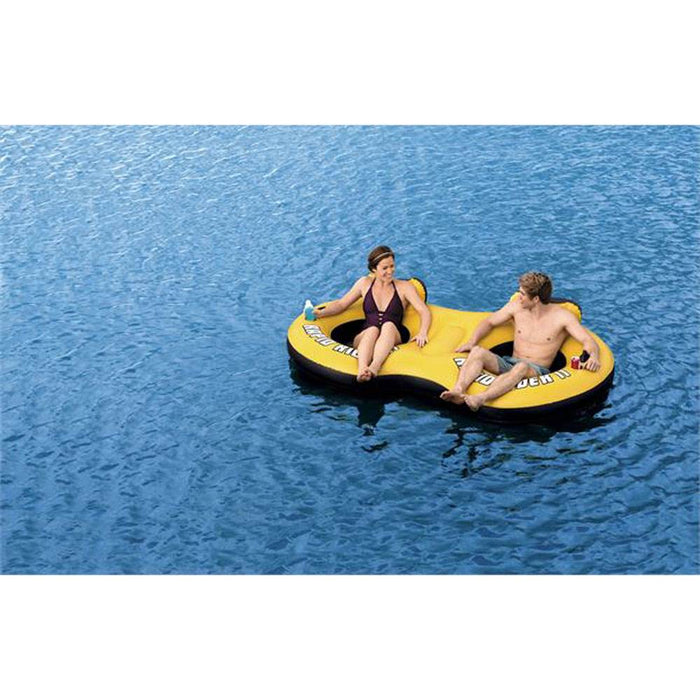 Bestway Rapid Rider 95" Inflatable 2 Person River Raft Tube Float & Cup Holders