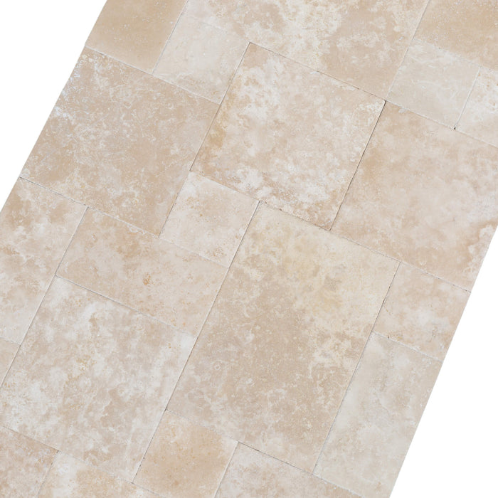Denizli Beige Antique Pattern Travertine Tile - Full Truckload